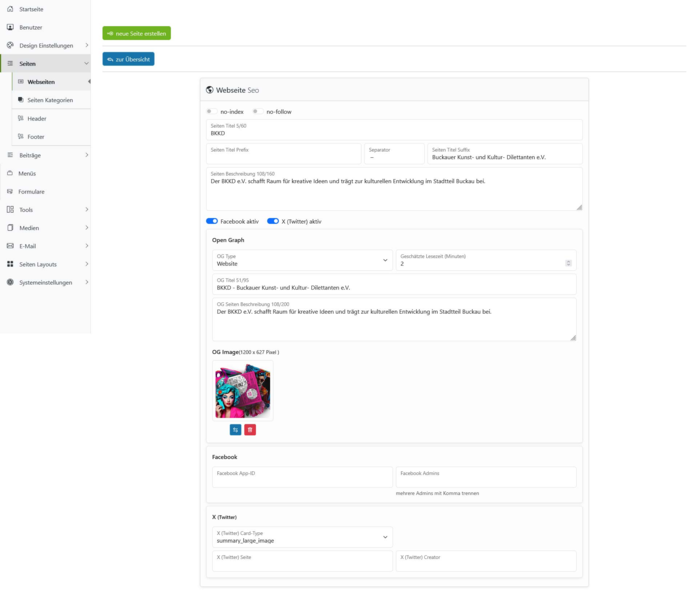  SEO & Social Tags pro Seite
