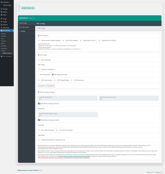  WP-Systemsteuerung & Config-Tools
