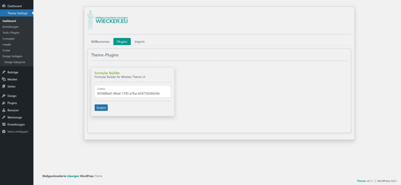  Lizenzverwaltung für Theme-Plugins
