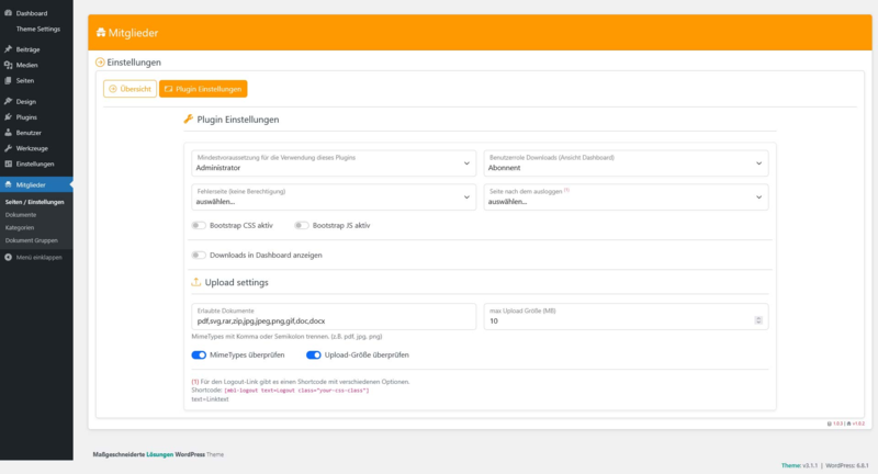  Globale Plugin-Einstellungen